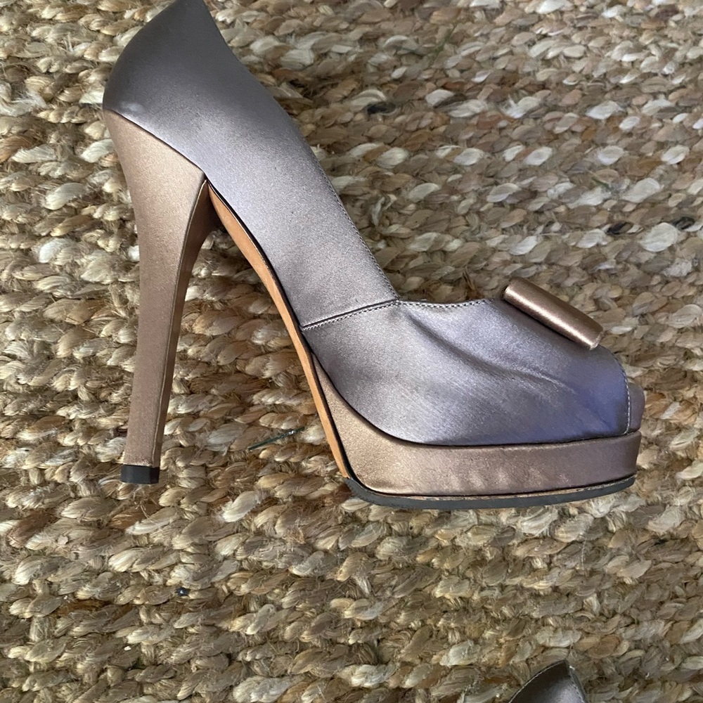 Fendi Women's Taupe Peep Toe Heels - Picture 7 of 8